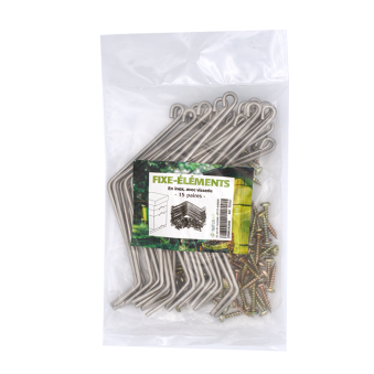 Fixe-éléments inox avec visserie, le sachet de 15 paires